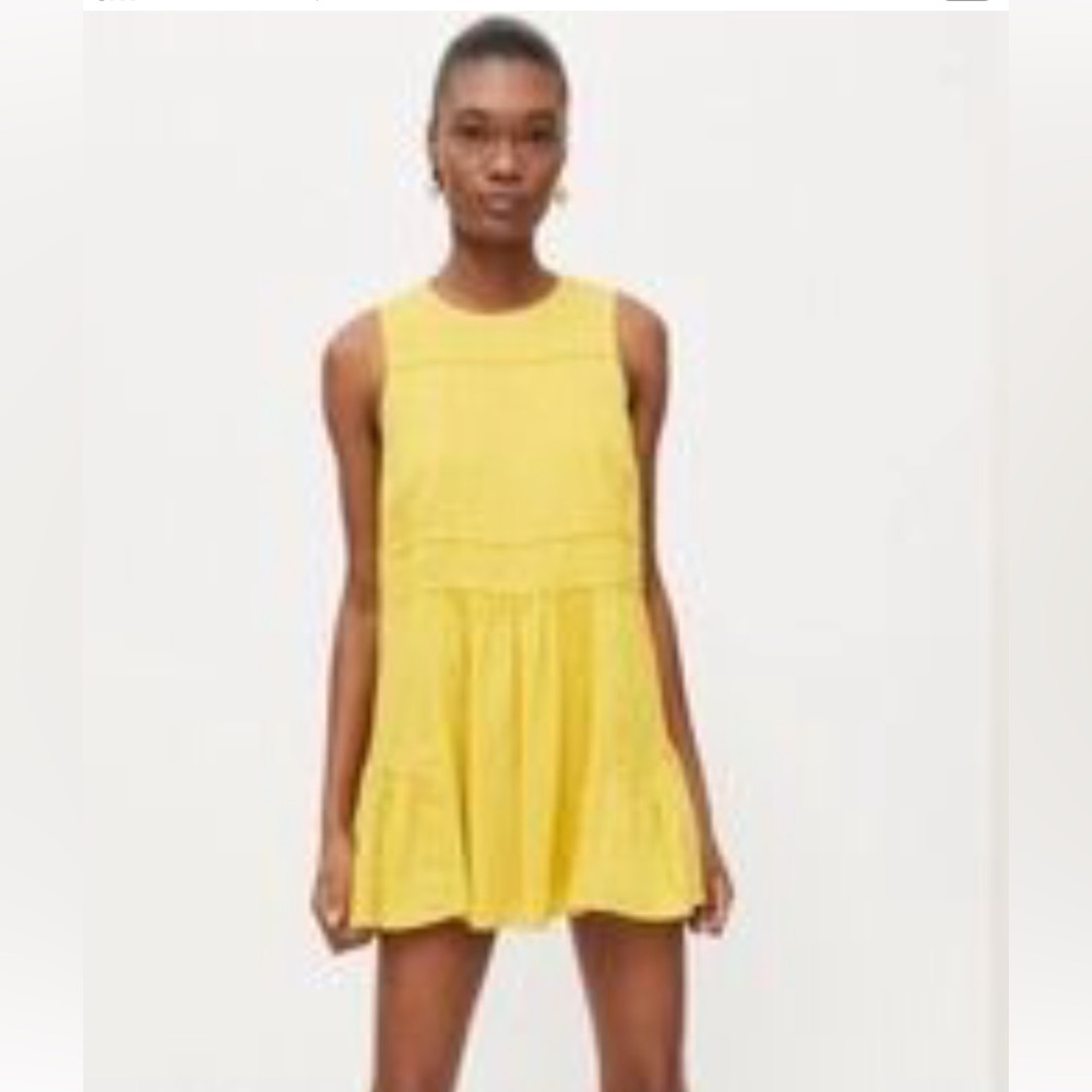 Urban Outfitters Mustard Yellow Linen Blend Dress in Size Small